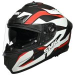 SMK Typhoon Azonix ISI, DOT & ECE 06 Certified Helmet with Dual Visor MATT Black & White – S