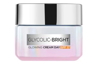 L’Oreal Paris Glycolic Bright Glowing Day Cream, Overnight Brightening Cream, Glycolic Acid in Gel-Like Cream Texture, that Visbily Minimizes Spots & Reveals Glowing skin, 15ml