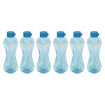 PEARLPET Twist BPA-Free Plastic Water Bottle Set |Lightweight, Leak-Proof & Freezer Safe – Pack of 6 (1000ml Each), Blue