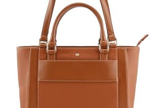 Symbol Premium Women’s Tote Hand Bag crafted from Imported PU | Stylish | Office Use – 14″ Laptop (SP-SS25-CARL-BAG-03_Brown_Free Size)