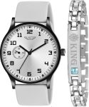 Shivark BRC-1038 Unique Formal Look Silicone Strap and King Bracelet Combo Boys Analog Watch  – For Men