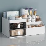 CENTURY Desktop Cosmetic Box, Jewelry Holder for Bathroom Vanity and Dressing Room 7 compartment Vanity Box(White)
