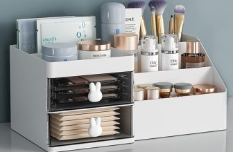 CENTURY Desktop Cosmetic Box, Jewelry Holder for Bathroom Vanity and Dressing Room 7 compartment Vanity Box(White)