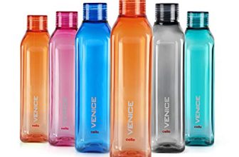 CELLO Venice Water Bottles Set of 6 Pcs For Daily Use, 1000ml Each Multicolor | Stylish & Unbreakable BPA-Free Leakproof Refrigerator Safe Pet Water Bottle For School, Office, Kitchen & Travel
