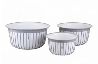Amazon Brand – Solimo Plastic Linea Containers without Lid Food Grade Set of 3(1.3L,2.3L and 3.8L) |BPA-Free Multipurpose Kitchen Bowls for Mixing and Serving, Grey