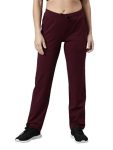 GO COLORS Women Solid Wine Mid Rise Relaxed Fit Track Pant