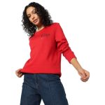 GAP Women’s Full Sleeve Crew Neck Relaxed Fit Solid Sweatshirt,Red,M