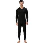 Amul Comfy Men’s Parka Round Neck and Trouser Thermal Set Black