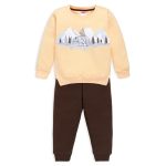 LuvLap Baby Girls Full Sleeve Sweatshirt & Pyjama Set Pack Of 1, Cotton Rich Fleece, Mango, M (3 to 6 Months)