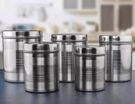 Tactware Steel Grocery Container  – 500 ml, 800 ml, 1200 ml, 1600 ml, 2100 ml(Pack of 5, Silver)