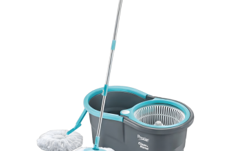Prestige Alpha with 2 Microfiber heads 360 Degree Spinner Mop Set(Grey, Blue)