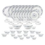 La Opala Classique Opalware Dinner Set, 53 Pcs, Family of 8, Blue Mystique