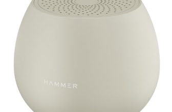 HAMMER Drop 5W Bluetooth Wireless Speaker with Twin Pairing, 1200 mAh Battery, 100H Standby Time, TWS Function, TF Card, USB Slot, Auto-Pairing, in-Built Mic, Type-C Charging, 52mm Driver (Beige)