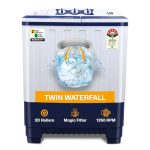 VW 7.5 kg 5 Star Pure Wash with Toughened Glass Semi Automatic Top Load Washing Machine PureWash0075G (White)
