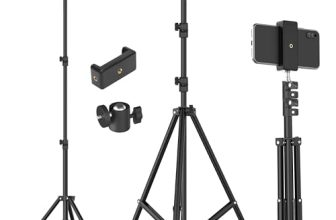 Tygot Lightweight & Portable 7 Feet (84 Inch) Long Tripod Stand with Adjustable Mobile Clip Holder for All Mobiles & Cameras (Black)