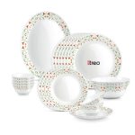 Treo by Milton Opalware Aurelia Meena Dinner Set of 21 | Serving for 6 | Microwave & Dishwasher Safe | Bone-Ash Free | Tempered Toughness | Plates & Bowls | Crockery Set for Dining & Gifting