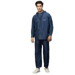 Citizen Reversible Standard Length Raincoat For Men with Adjustable Hood, Waterproof Pant and Carry Pouch | Durable & Lightweight 190T Polyester Fabric & Virgin PVC Rainsuit, Blue, Large