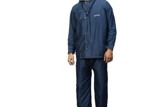 Citizen Reversible Standard Length Raincoat For Men with Adjustable Hood, Waterproof Pant and Carry Pouch | Durable & Lightweight 190T Polyester Fabric & Virgin PVC Rainsuit, Blue, Large