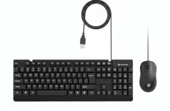 Lapcare E9 Wired Keyboard and Mouse Combo | 104 UV Coated Keys, Spill Resistant | Slim & Ergonomic Design | USB Plug & Play | 1000 DPI Optical Mouse for Home & Office (Black)