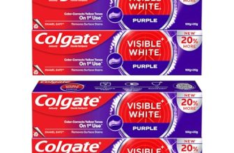 Colgate Visible White Purple Toothpaste Color-Corrects Yellow Tones on 1st Use Removes Surface Stains Enamel Safe (480g) (Pack of 2 x 240g)