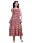 PURVAJA Women’s Square Neck Cotton Dress(Floe-191-M_Maroon)
