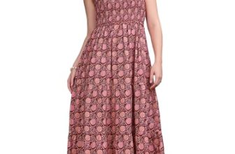 PURVAJA Women’s Square Neck Cotton Dress(Floe-191-M_Maroon)