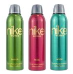 Nike Women Deodorant Spray Combo (Amber + Rose + Musk) – 200ml Each | Pack of 3 Long Lasting Body Spray | Odour Control & Freshness | Deo for Women