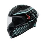 STUDDS Thunder D11 ISI and DOT Certified Full Face Helmet for Men and Women with Clear Visor – Matt Black Blue XL