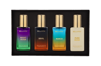 BELLAVITA Unisex Scents Gift Set|4x20ml|Long Lasting Perfume|Woody & Musk Fragrance Notes| Eau de Parfum  –  80 ml(For Men & Women)