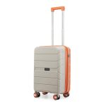 Provogue Cascade Hard-Sided PP 55 Cm Suitcase/Cabin Trolley Bag Small| Expandable Space with 8 Wheels Trolley Bags for Travel |Combination Lock|5 Year Warranty (Timberwolf Grey/Burnt Orange)