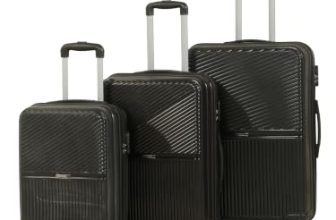 Teakwood Set of 3 8 Wheels Trolley Bag, Hard Cabin with Zipper Closure, Adjustable Push Button & Cross Side Strap, Number Lock System 360 Degree (Set of 3, Black)