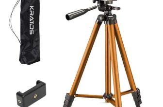 Kratos 2026 Aluminum Tripod (133 cm / 51 Inch), Adjustable Lightweight Tripod with Mobile Phone Holder Mount & Carry Bag for All Smartphones, Action Cameras and Cameras, Most Used for Shooting Videos