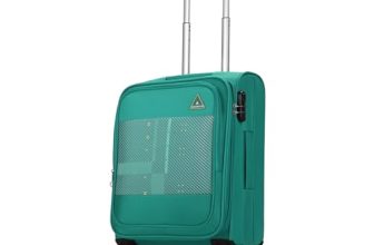 Aristocrat Duralite Soft Case Cabin (Small) 8-Wheel Trolley Bag, Teal Blue | Zipper Expander, Front Pocket, Durable Polyester Case, Combination Lock, Compact Travel Luggage, 3-Year Global Warranty