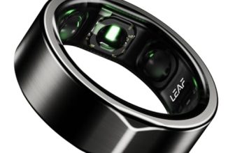 Leaf Halo Smart Ring | Health Tracker | Sleep, Fitness, Stress | Includes 30+ Workout Modes | Battery upto 10 Days | Buy Sizing Kit First | Track Steps, HRV, SPO2 & Periods | Carbon Black – Size 7