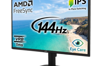 Acer KA2 Series 60.45 cm (24 inch) Full HD LED Backlit IPS Panel with 6 axis Color Adjustment, 2X2W Inbuilt Speakers, Display Widget, VisionCare, ENERGY STAR Certified, Robust Stand Monitor (KA242Y)(Frameless, AMD Free Sync, Response Time: 1 ms, 144 Hz Refresh Rate)