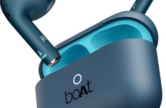 boAt Airdopes Alpha,35H Battery, 13mm Drivers,ENx, App Support Bluetooth(Deep Blue, In the Ear)