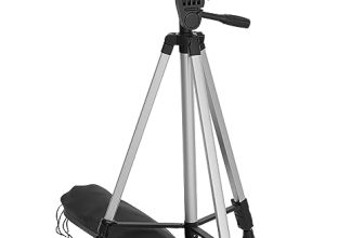 Amazon Basics Aluminium Professional Sturdy Tripod with Mobile Phone Holder Mount, 3-Way Head, Accessory Hook, and Carry Bag for All Smart Phones, GoPro, Cameras (35-125 cm), Black