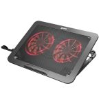 Geonix CoolZ 2Fan Laptop Cooling Pad |High-Performance 2 Cooling Fans 6 Adjustable Height Levels Up to 130mm | Compatible Upto 17-Inches| Supports uto 5kg | Mobile Phone Stand (Black & Red)