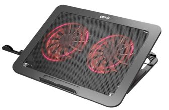 Geonix CoolZ 2Fan Laptop Cooling Pad |High-Performance 2 Cooling Fans 6 Adjustable Height Levels Up to 130mm | Compatible Upto 17-Inches| Supports uto 5kg | Mobile Phone Stand (Black & Red)