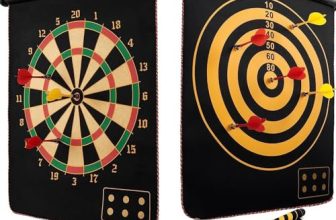 Serveuttam Magnetic Dart Board Game for Kids & Adults – 6 Pc Darts & Mat | Double Faced, Indoor/Outdoor, Portable, Safe, Non-Toxic, Black, EVA