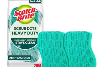 Scotch-Brite Heavy Duty Scrub Dots for Powerful Scrubbing, Suitable for Iron Cast, Stainless Steel & Non-Coated Cookware, Rinses Clean and Stays Odor Free (2 Pieces)