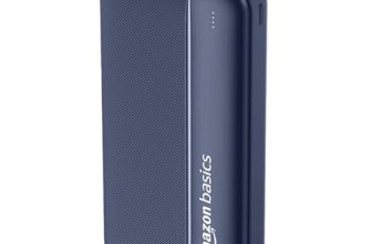 Amazon Basics 20000 mAh Power Bank | 22.5W Fast Charging | Dual Output & Input | Charge 3 Devices Simultaneously | for Smartphones, TWS Earbuds, Speakers, Tablets (Dark Blue), Micro USB Input