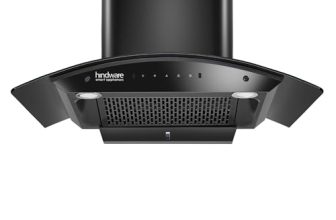 Hindware Smart Appliances | Nadia 90 cm Chimney | 1350 CMH |Curved Glass | Filterless | Auto Clean | Touch Control, Motion Sensor | 10 Yrs Warranty on Motor & 2 Yrs on Product (Black)