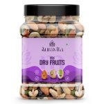 Auravita Healthy Nutmix 500g Pack Of 1 | Premium Mix Dry Fruit Dried Almonds, Black Raisins, Cashewnuts, Cranberries, Green Raisins, Walnut Kernels & Many More