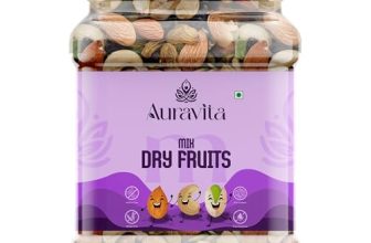 Auravita Healthy Nutmix 500g Pack Of 1 | Premium Mix Dry Fruit Dried Almonds, Black Raisins, Cashewnuts, Cranberries, Green Raisins, Walnut Kernels & Many More