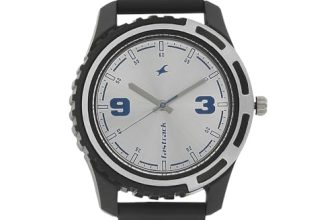 Fastrack Bare Basics Quartz Analog Silver Dial Black Plastic Strap Watch for Guys – NS3114PP02