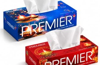 Premier 2-Ply Tissue Paper Box, 100 Pulls Each, Pack of 2 | Red & Blue | Special Diwali Edition Tissue Boxes | Festive Table & Home Essentials