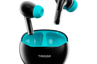 TRIGGR Rizz with 40H Playback, Spherical Design, 13mm Drivers, Rich Bass, Fast Charging Bluetooth(Sky Black, True Wireless)