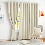 Story@Home 100% True Blackout Door Curtains 7 Feet Long Set of 2 Beige | Black Backing Thermal Insulated Room Darkening Blackout Curtains For Living Room, Bedroom (116 X 215 Cm, Beige)