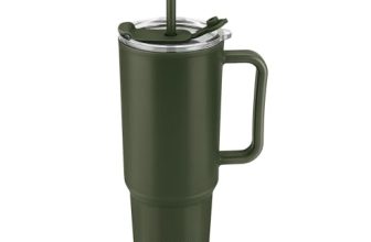 MILTON Maven 1000 Plastic Water Tumbler | 2-in1 Lid Sip or Gulp | Crystal Clear BPA Free-Food Grade | Sturdy Handle | Large Travel Mug for Gym, Office & Outdoor Use, 1 L, Military Green